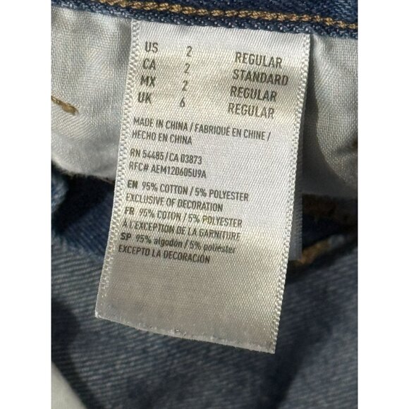 American Eagle High Rise Mom Jeans Distressed Ripped Knee Blue Size 2 Regular - Picture 5 of 10